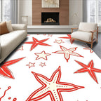Red Starfish Scattered Pattern Rug