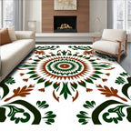 Radial Floral Pattern with Leaf Accents Rug