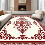 Classic Red Vine Scrollwork Decor Rug