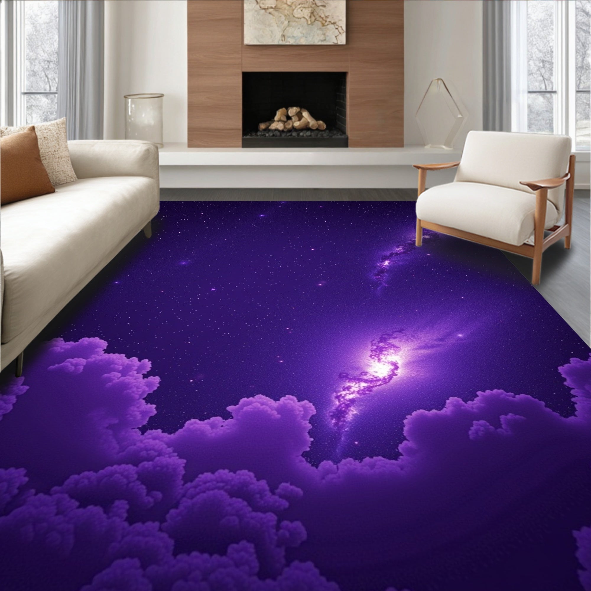 Purple Galaxy Cloud Starry Sky Rug