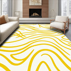 Yellow Wavy Organic Pattern Rug