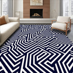 Monochrome Geometric Maze Rug