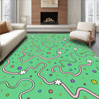 Whimsical Floral Ribbon Pattern Rug