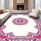 Ornate Pink Mandala Floral Border Rug