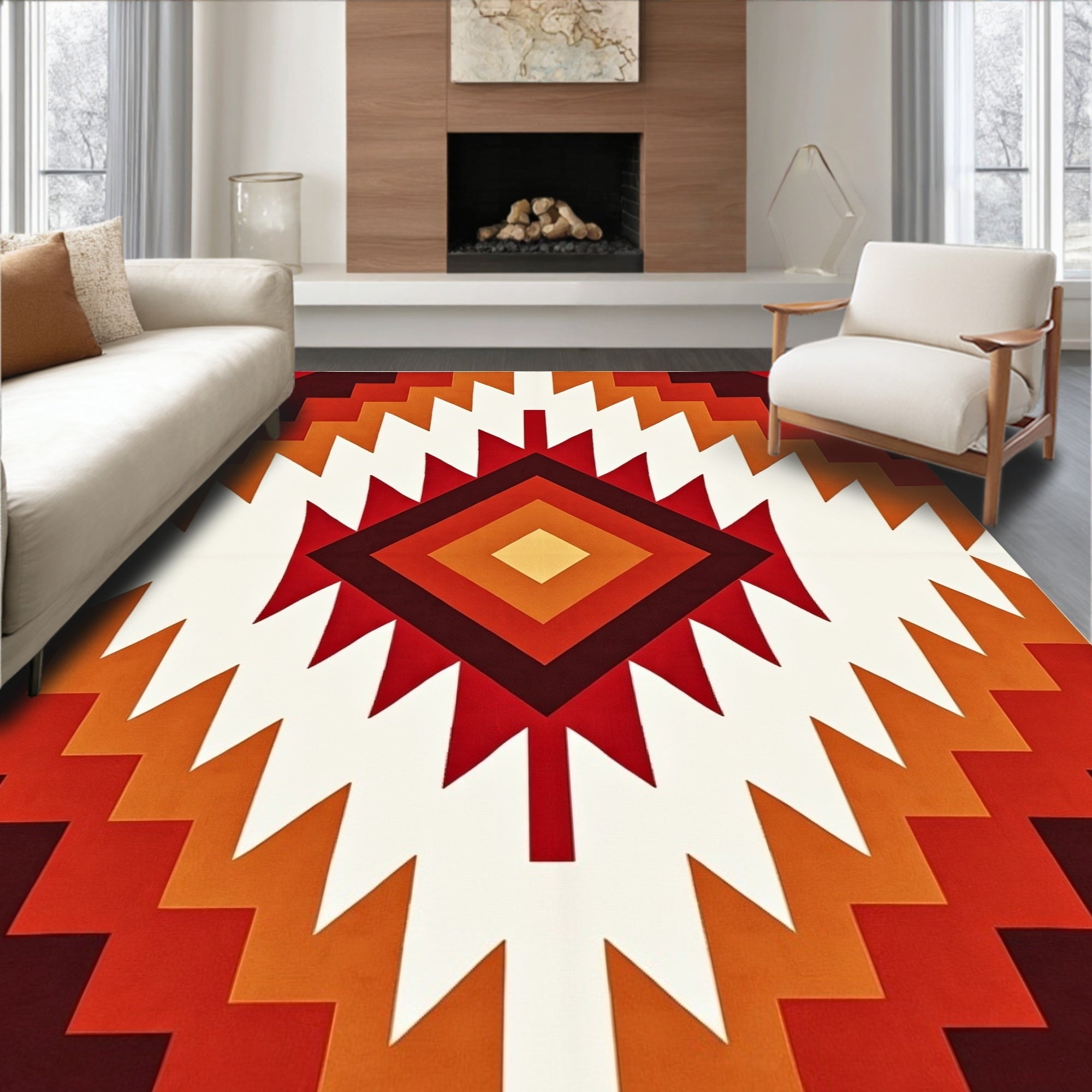 Rustic Southwestern Geometric Pattern Rug