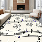 Musical Notes and Abstract Floral Harmony Rug