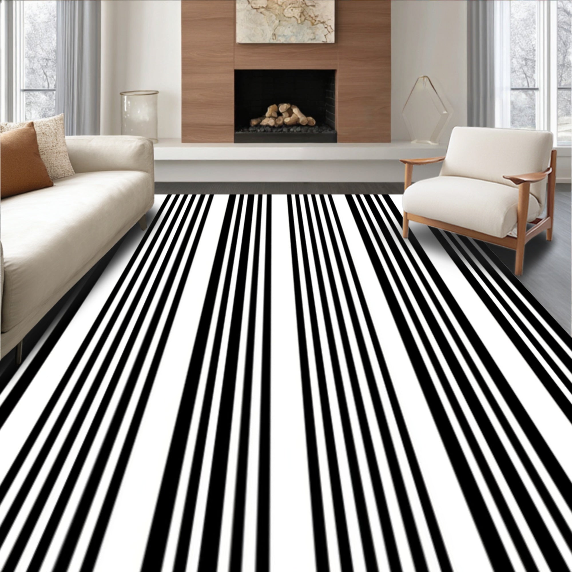 Bold Vertical Stripe Design Rug
