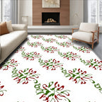Red Green Abstract Swirl Pattern Rug