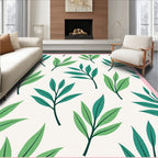 Green Leaf Pattern Print Rug