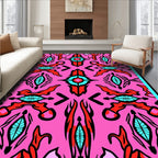 Bold Symmetric Floral Pattern Rug