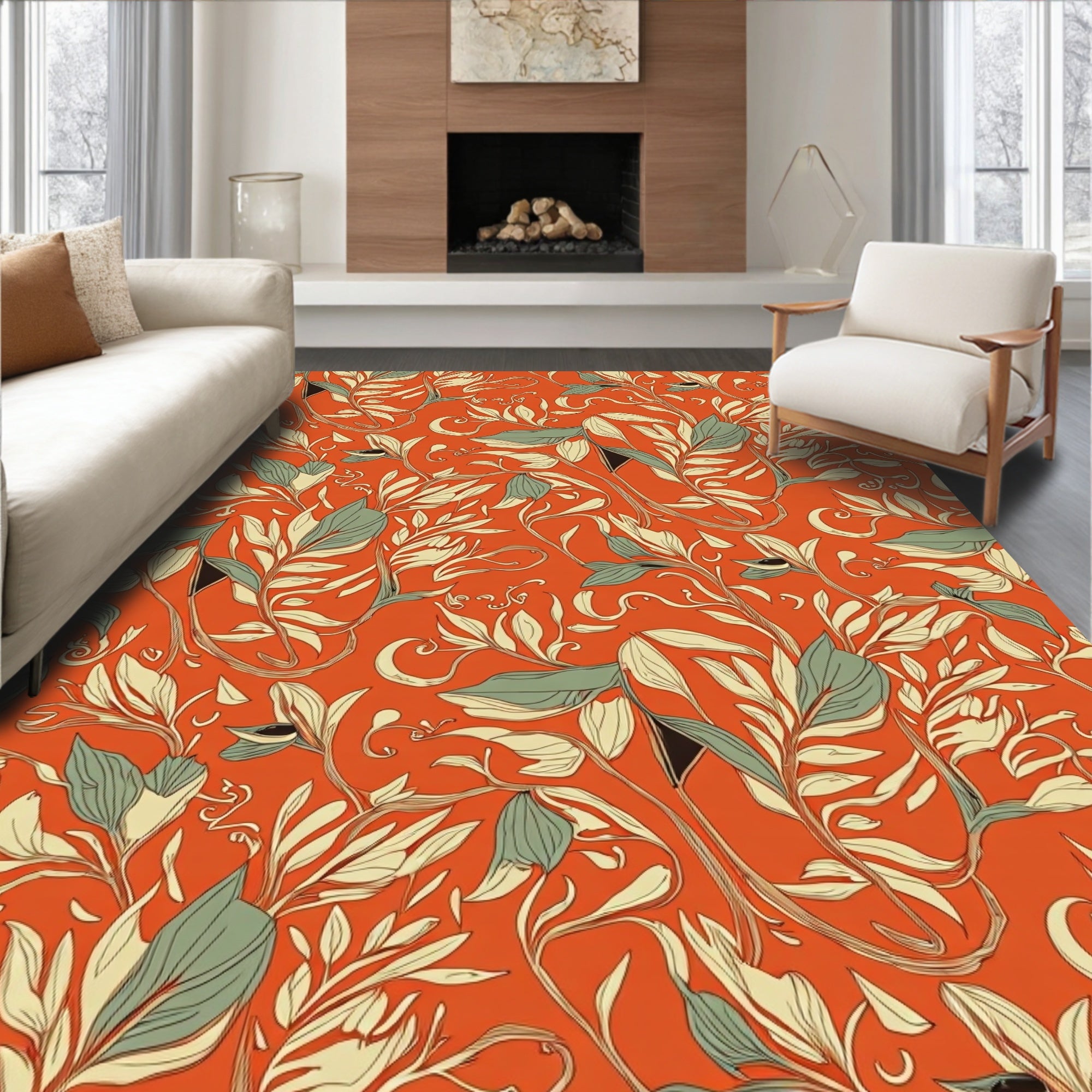 Vintage Botanical Vine Pattern Rug