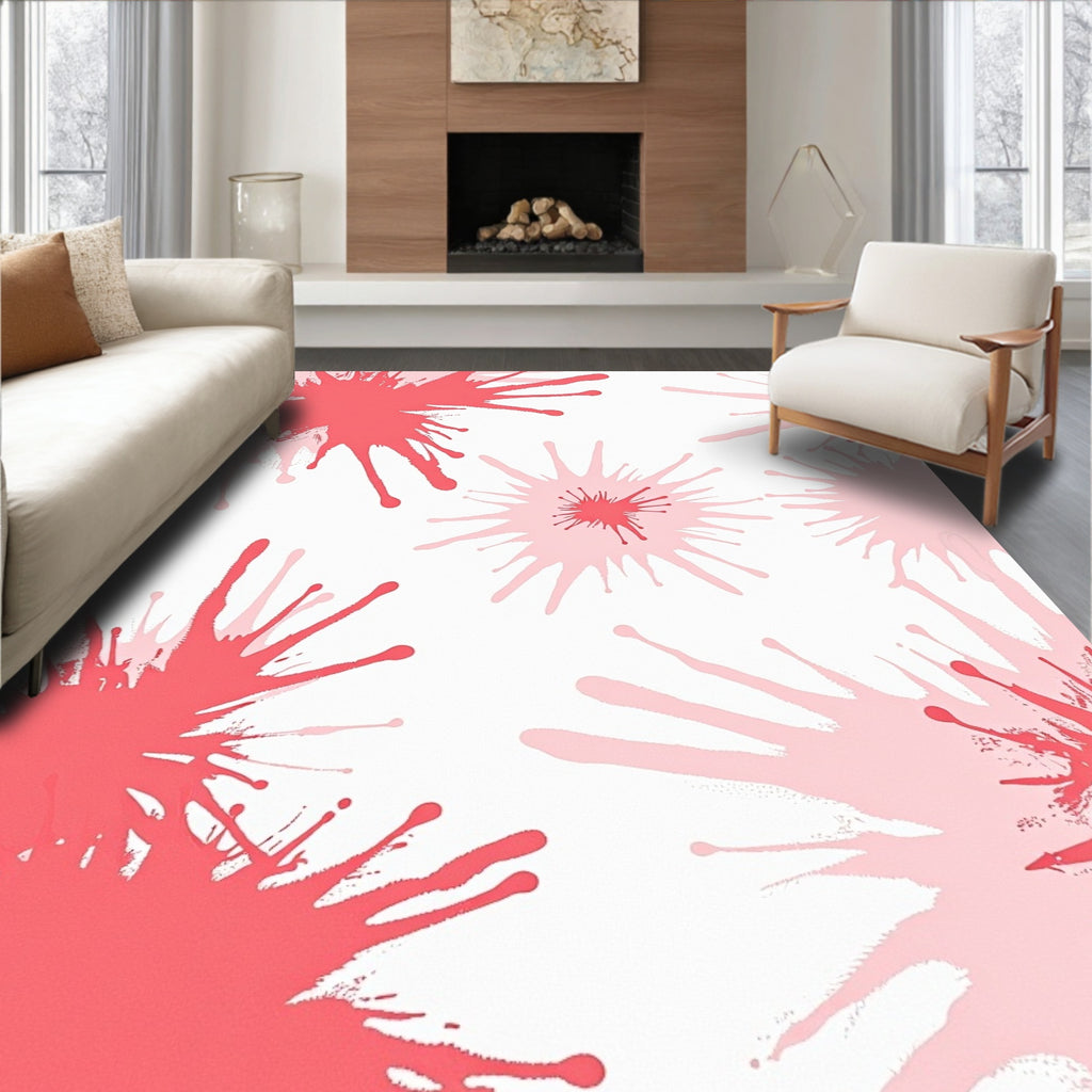 Coral Splatter Splash Pattern Rug