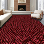 Crimson Herringbone Maze Pattern Rug
