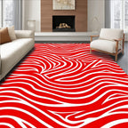 Bold Red White Swirl Pattern Rug
