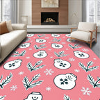 Winter Snowman Branch Coral Backdrop Rug
