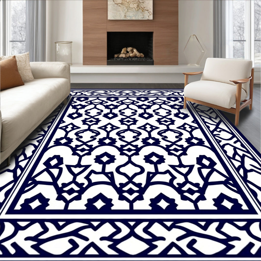 Intricate Abstract Geometric Lattice Pattern Rug