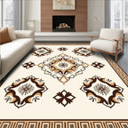 Elegant Tan and Brown Floral Pattern Rug