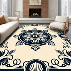 Classic Floral Scroll Border Pattern Rug