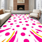 Vibrant Pink Yellow Geometric Dot Burst Rug