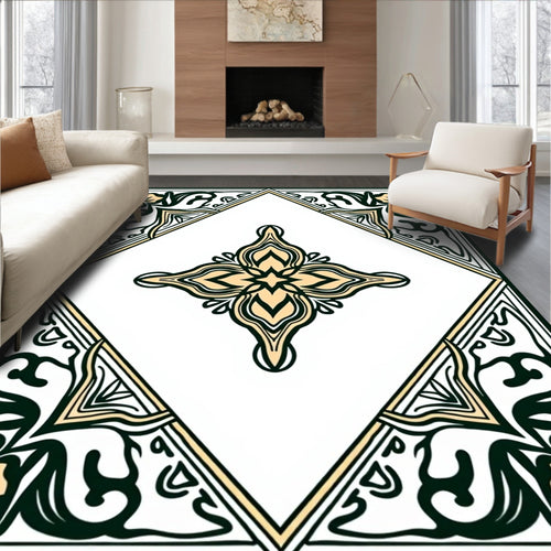 Art Nouveau Floral Geometric Pattern Rug