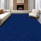 Deep Blue Wavy Stripe Pattern Rug