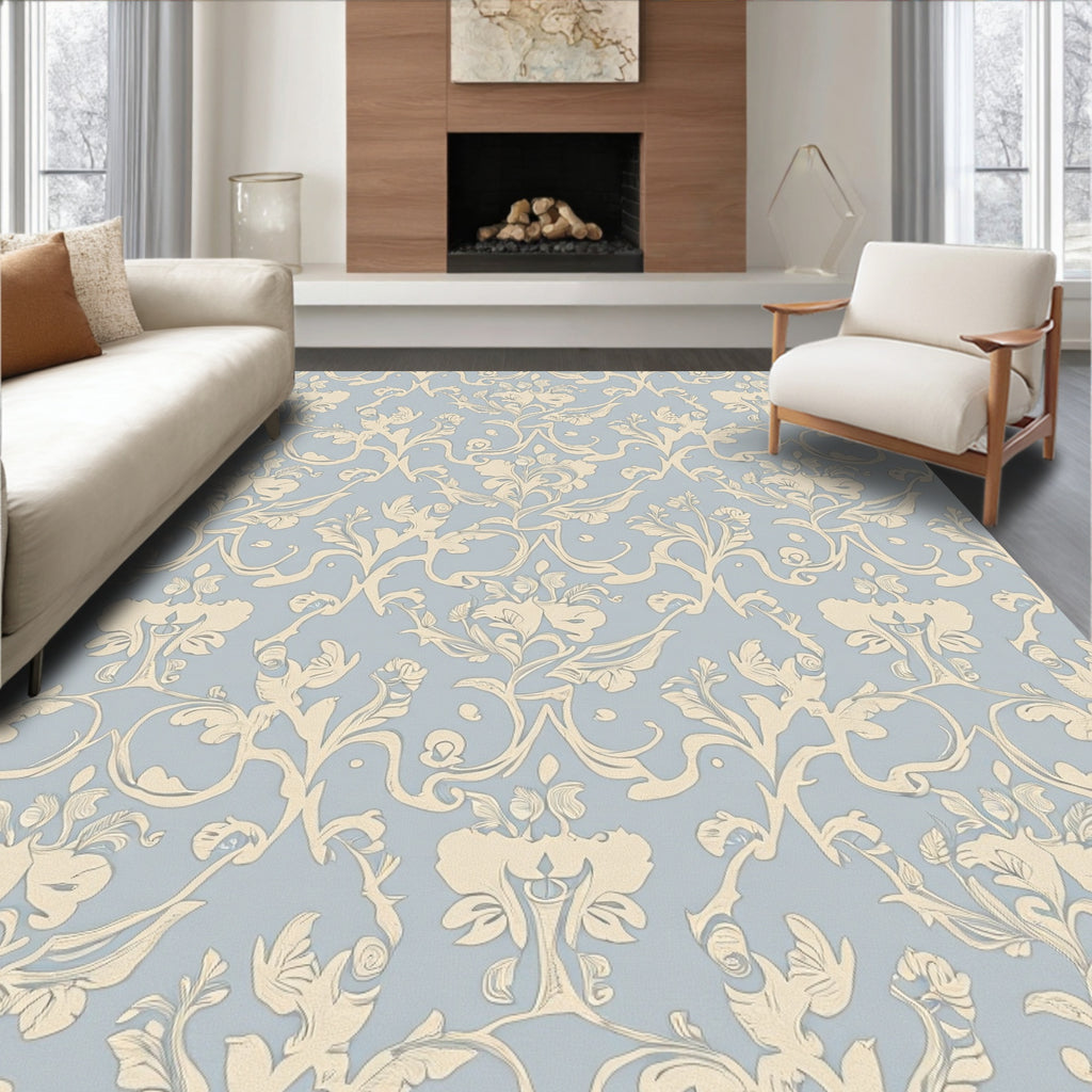Classic Floral Damask Pattern Rug