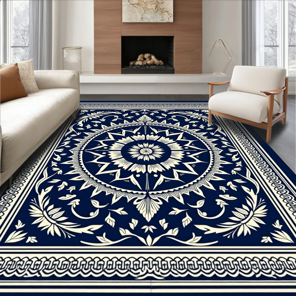 Intricate Floral Mandala Pattern Rug