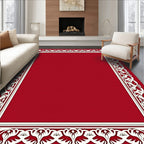 Classic Ornate Floral Border Red Rug
