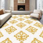 Ornate Golden Damask Pattern Rug