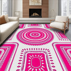 Vibrant Pink Geometric Pattern Design Rug