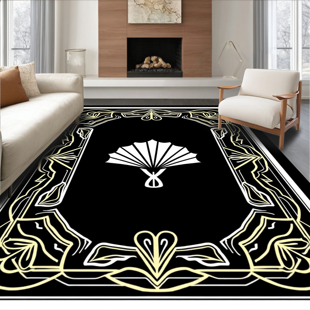 Art Deco Style Fan Emblem Rug