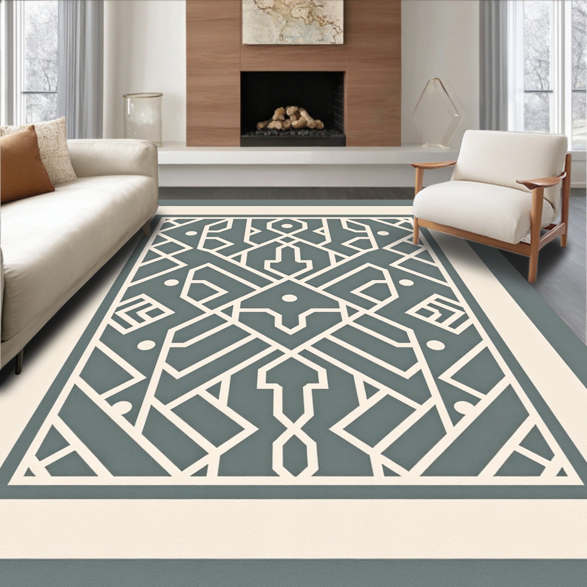 Modern Geometric Lines Pattern Rug
