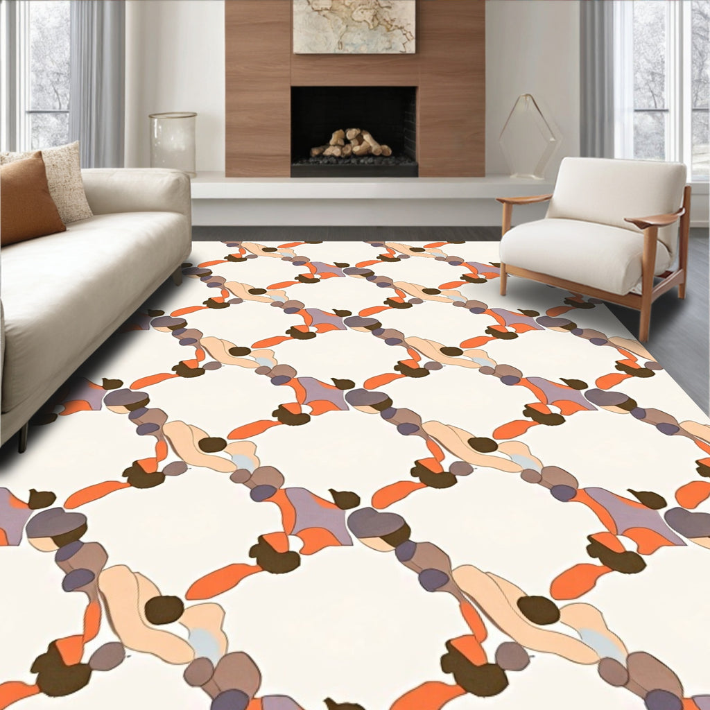 Abstract Organic Interlocking Shape Rug