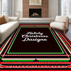 Festive Red Green Swirl Candy Cane Frame Rug