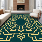 Elegant Gold Geometric Pattern Rug