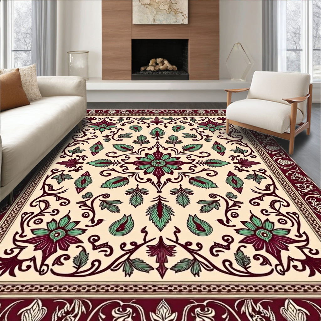 Vintage Floral Border Rug