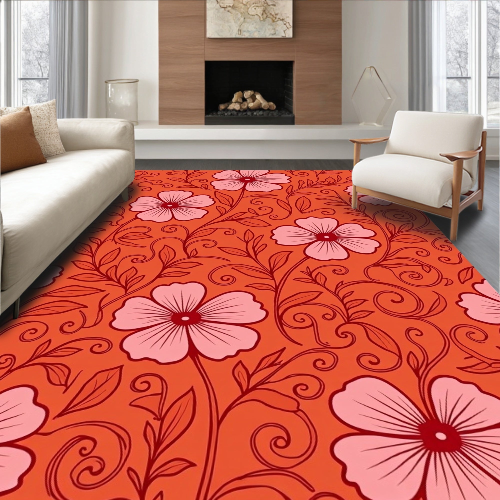 Ornate Floral Pattern Design Rug