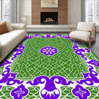 Ornate Purple Green Floral Pattern Rug