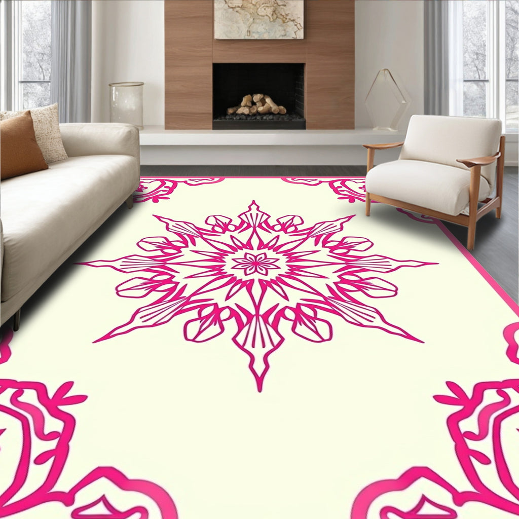 Vibrant Bright Floral Mandala Rug