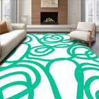 Abstract Teal Swirls Pattern Rug