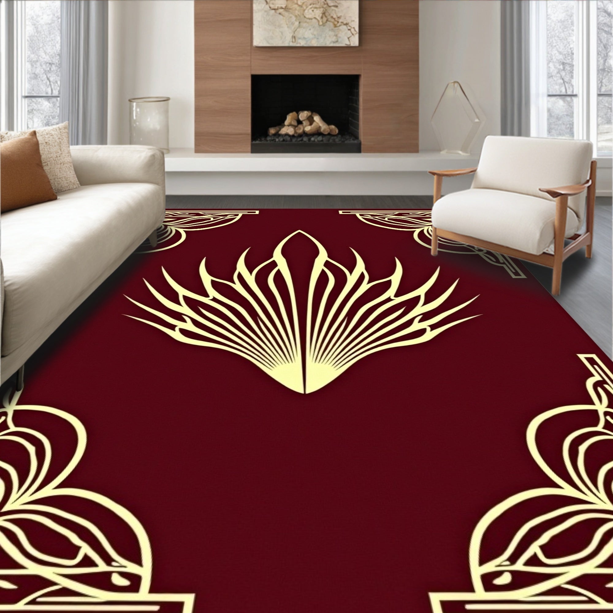 Ornate Fan and Filigree Rug