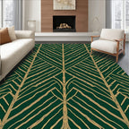 Deep Forest Green Line Art Pattern Rug