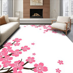 Pink Cherry Blossom Branch Art Rug