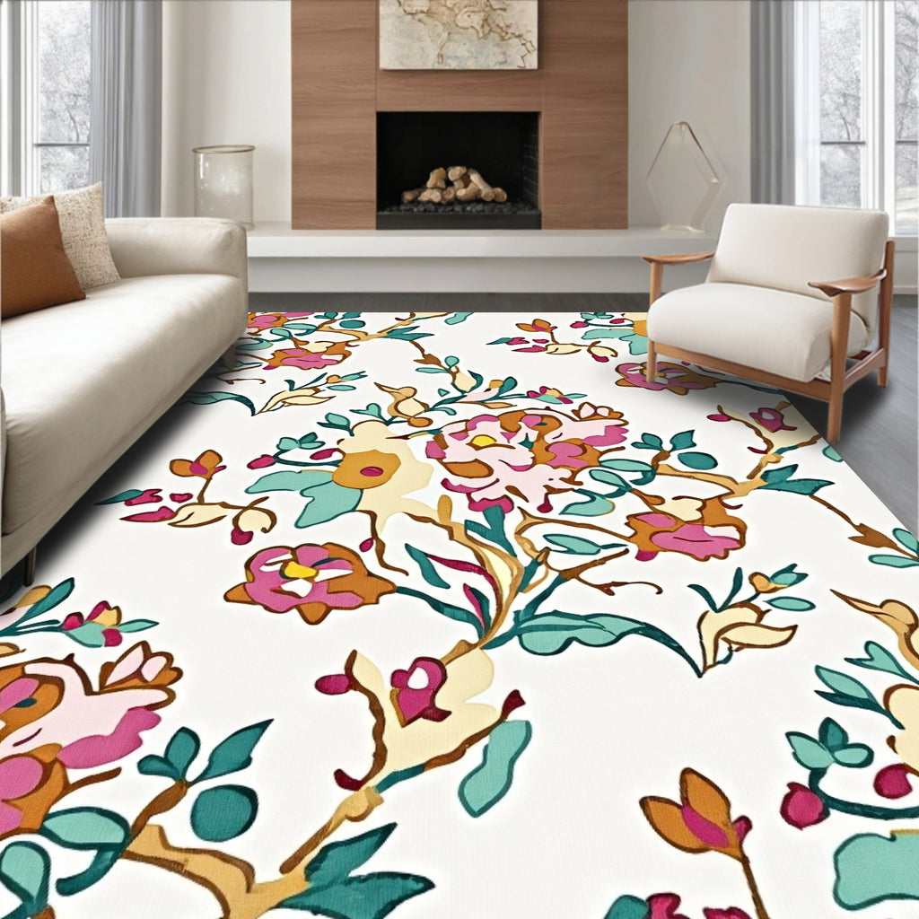 Vibrant Floral Pattern With Colorful Blooms Rug