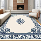 Elegant Flourish Cream Navy Rug