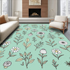 Botanical Sketch Floral Pattern Rug