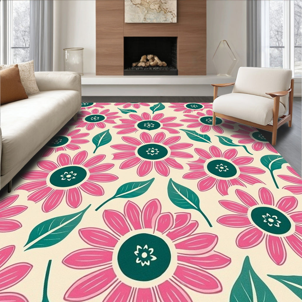Retro Flower Power Design Rug