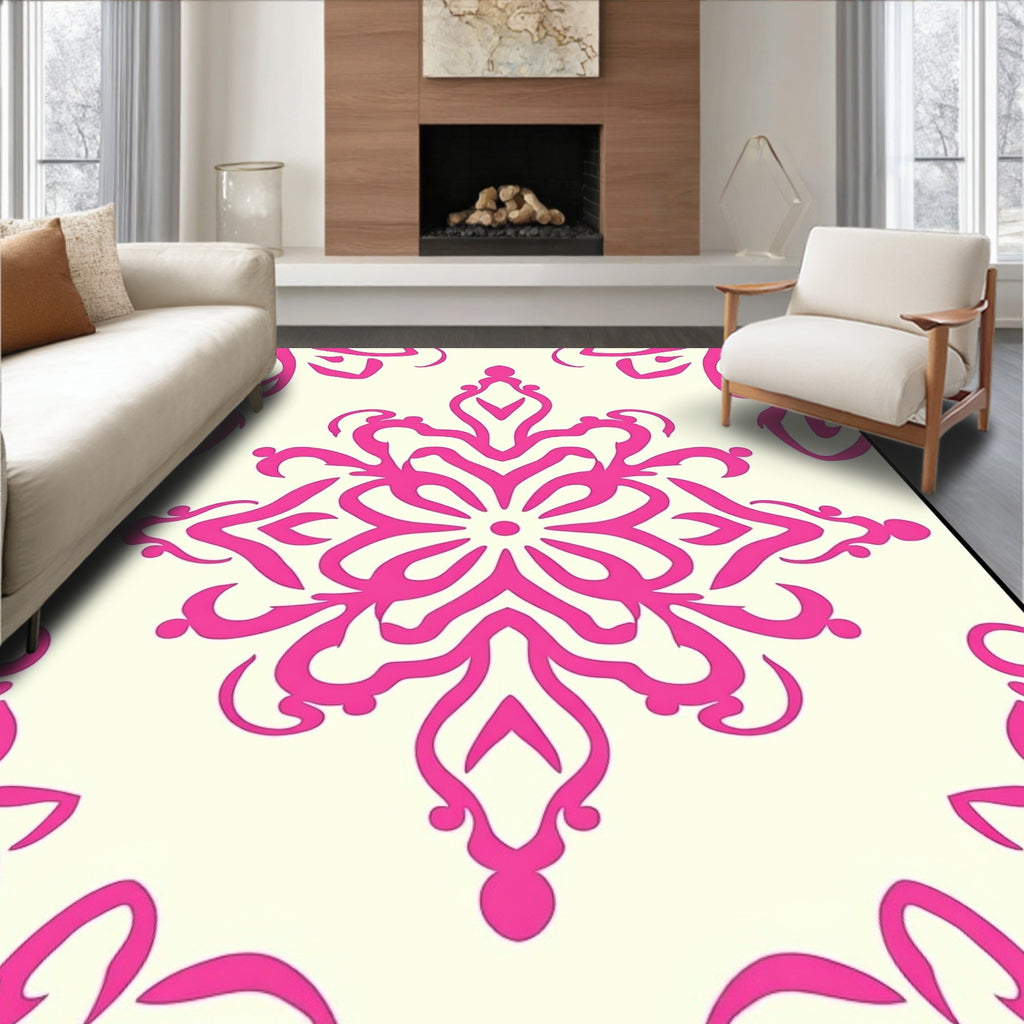 Fuchsia Scroll Floral Symmetry Rug