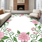 Pink Floral Swirls Design Rug