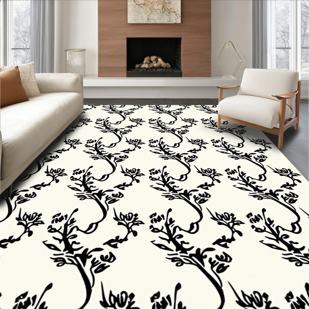 Elegant Black Floral Vine Rapport Rug
